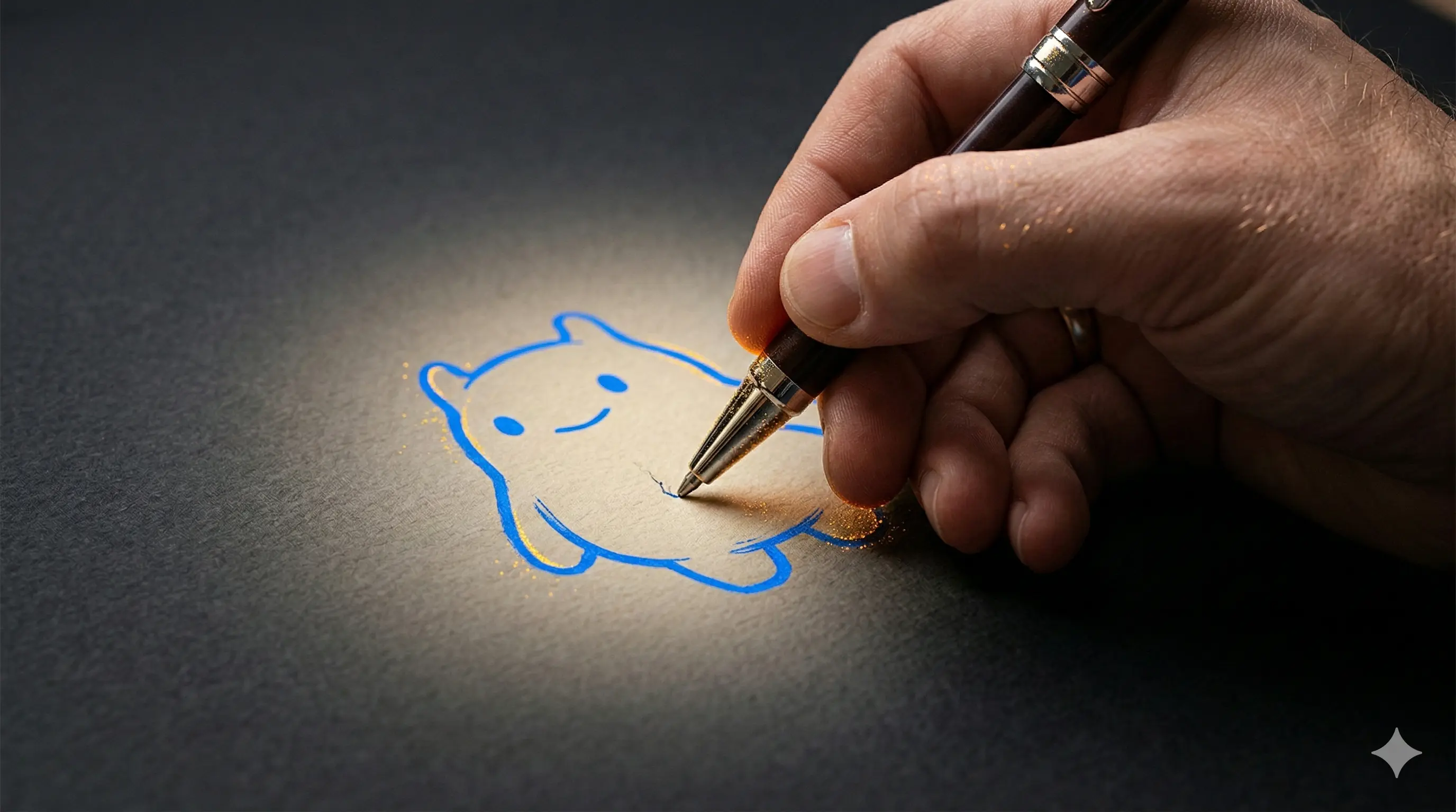 Original blue pen sketch concept